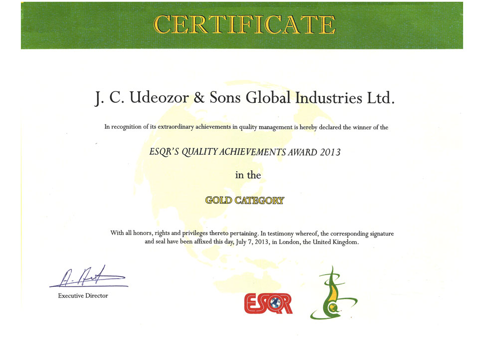 ESQR Quality Achievements Award 2013